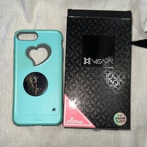 Vena vlove Teal Heart Cutout iPhone 7 / 8 plus Case with TWD Alpha pop socket